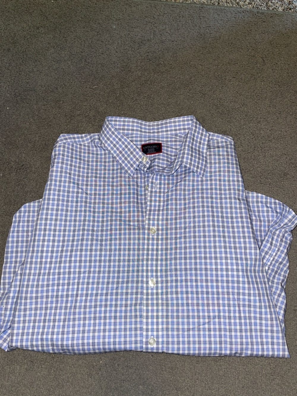 UNTUCKit Men's Light Blue and White Gingham Button-Down Shirt